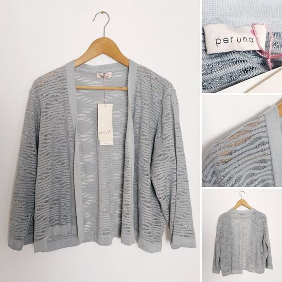 Marks & Spencer Sweaters - Per Una Marks & Spencer Silver Grey Fine Knit Cardigan BNWT Size UK 22